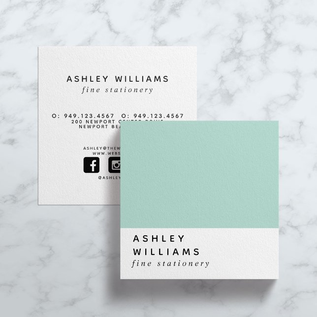 Modern Minimal Neo Mint Social Media Square Business Card (Creator Uploaded)