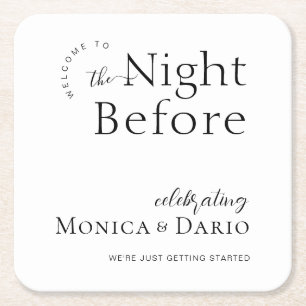 Modern Minimal   Night Before Rehearsal Dinner Square Paper Coaster