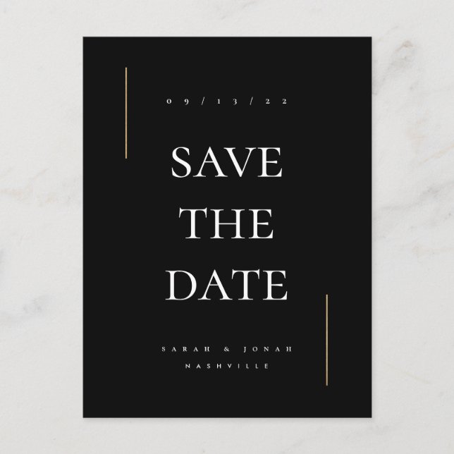 Modern minimal non photo save the date announcement postcard (Front)