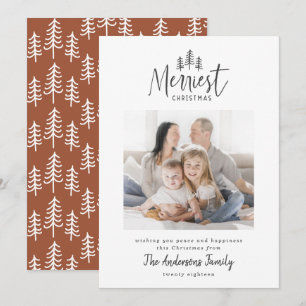 Modern minimal nordic Christmas rustic one photo  Holiday Card