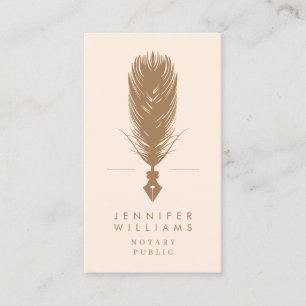 Modern Minimal Notary Public Quill Feather   Pink  Business Card