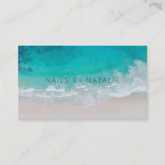 Modern minimal ocean beach typography chic business card