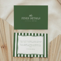 Modern Minimal Olive Green Stripes Wedding Details