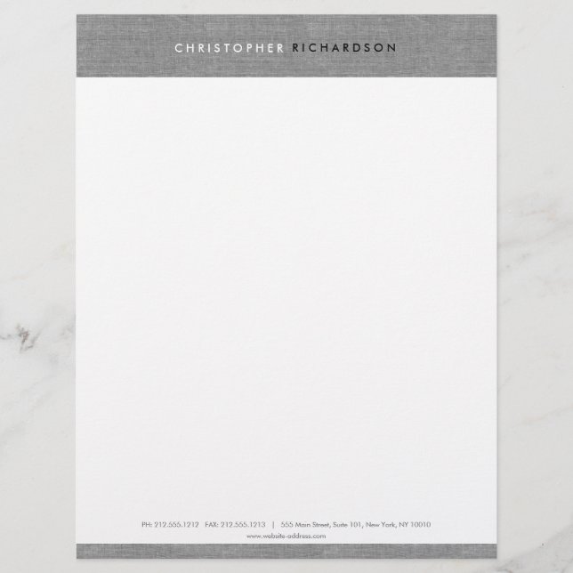 MODERN & MINIMAL on GRAY LINEN Letterhead (Front)