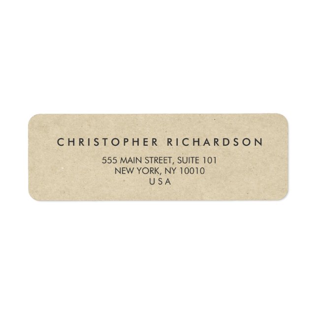 MODERN & MINIMAL on TAN CARDBOARD Address Label (Front)