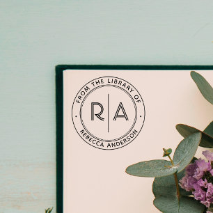 Modern Minimal Open Monogram From the Library of Self-inking Stamp