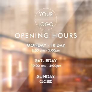 Modern Minimal Opening Hours Business Window Cling