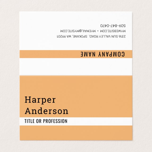 Modern Minimal Orange Professional  Business Card (Outside Unfolded)