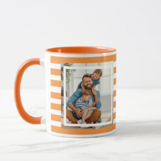 Modern minimal Orange & White Stripes 2 photo Mug