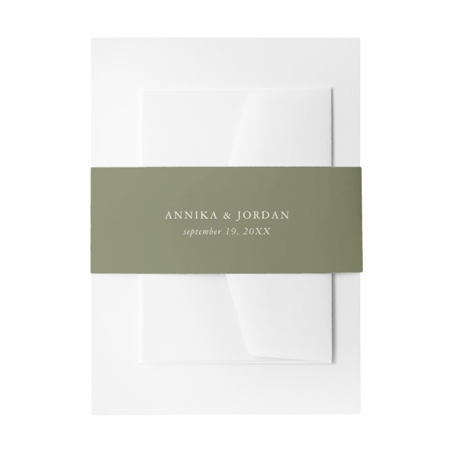 Modern Minimal Organic Greenery Wedding Invitation Belly Band (Front Example)