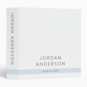 Modern minimal pale sea dusty blue line name text binder