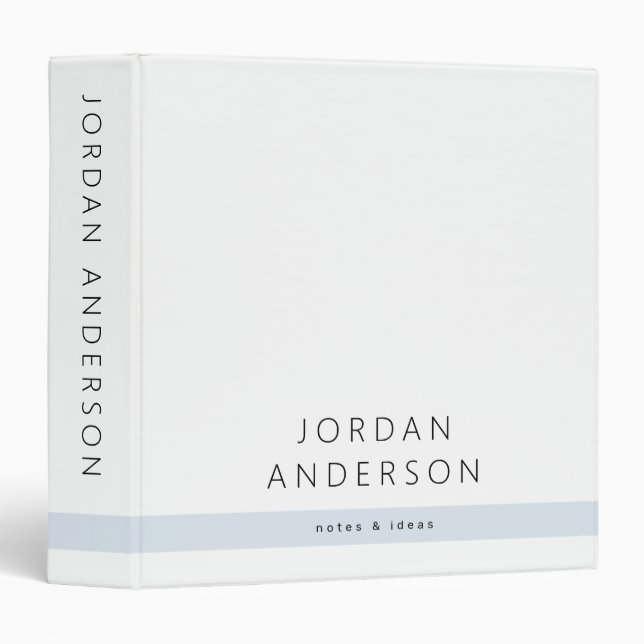Modern minimal pale sea dusty blue line name text binder (Front/Spine)