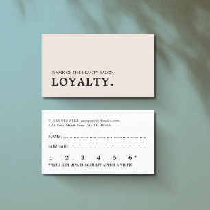 Modern Minimal Pastel Beauty Loyalty Card