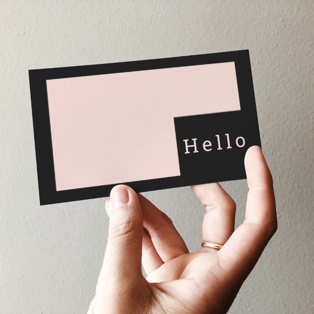 Modern Minimal Pastel Pink & Black Hello Business Business Card (Creator Uploaded)