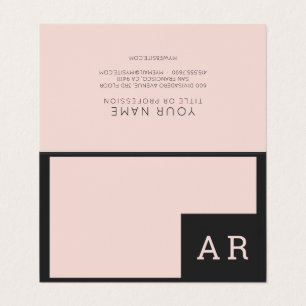 Modern Minimal Pastel Pink & Black Monogram Business Card