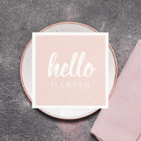 Modern Minimal Pastel Pink Hello And You Name
