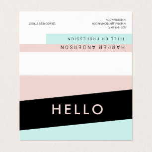 Modern Minimal Pastel Pink & Mint Hello Business Card