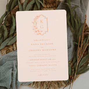 Modern Minimal Peach & Blush Wedding Invitation