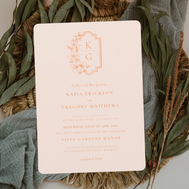 Modern Minimal | Peach & Blush Wedding Invitation (Creator Uploaded)