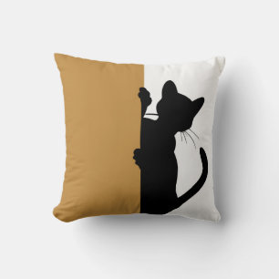 Modern Minimal Peeking Cat Yellow Throw Pillow