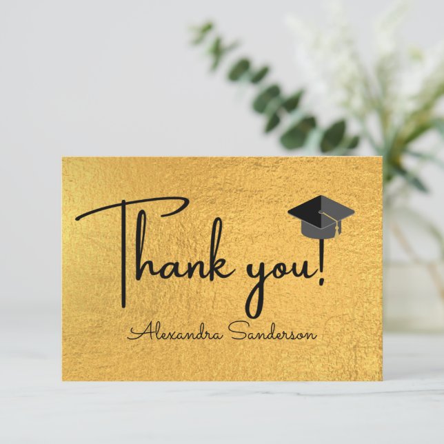 Modern Minimal Personalize School Class Graduation Thank You Card (Standing Front)