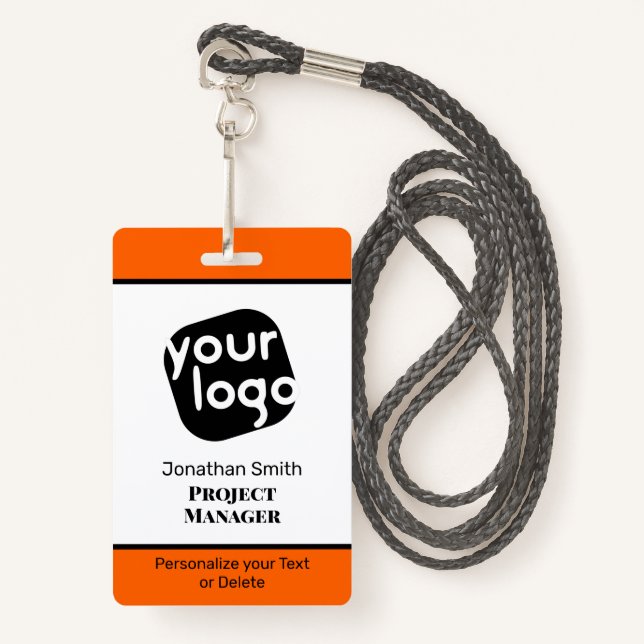    Modern Minimal Personalized Conference ID Badge (Front with Lanyard)
