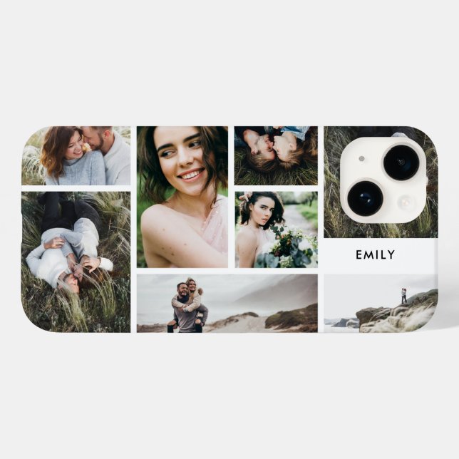 Modern minimal personalized family multi 7 photo Case-Mate iPhone case (Back (Horizontal))