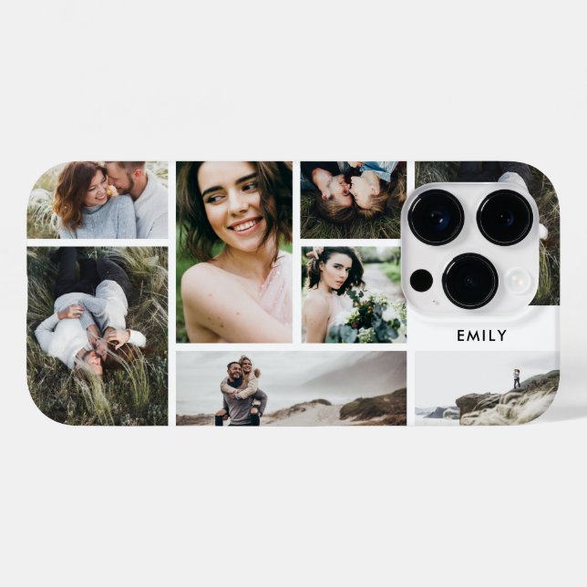 Modern minimal personalized family multi 7 photo Case-Mate iPhone case (Back (Horizontal))