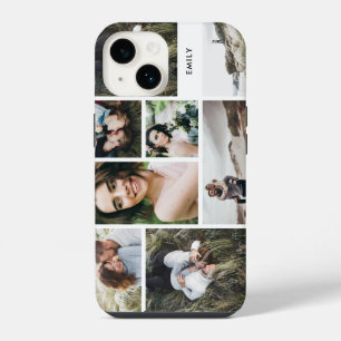 Modern minimal personalized family multi 7 photo iPhone 14 case