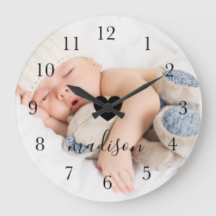 Modern & Minimal Personalized Full Photo & Name Large Clock