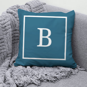 Modern Minimal Personalized Monogram Frame Throw Pillow