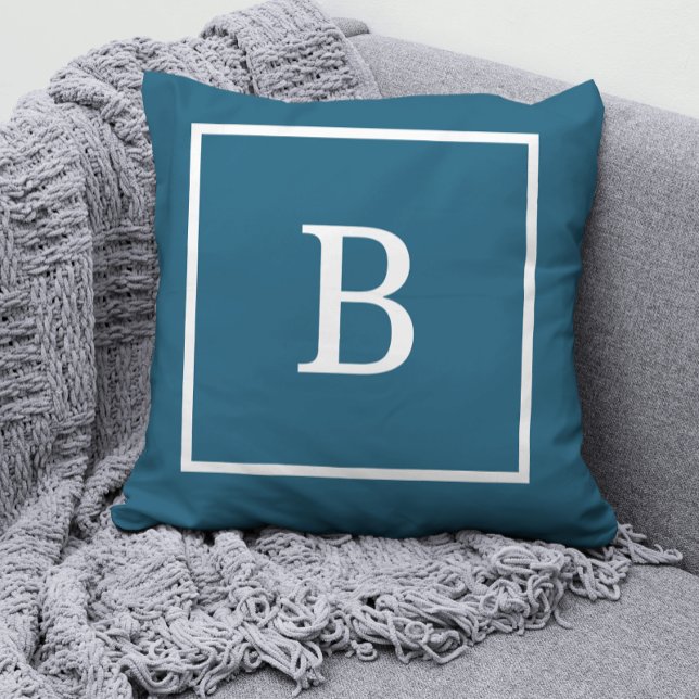 Modern Minimal Personalized Monogram Frame Throw Pillow (Creator Uploaded)