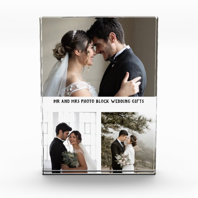 Modern Minimal Personalized Mr And Mrs Photo Block (Front)