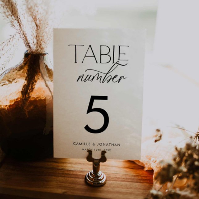Modern Minimal Personalized Wedding Table Number (Modern Personalized Wedding Table Number)