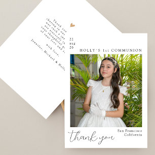 Modern Minimal Photo 1st Holy Communion Thank You Card