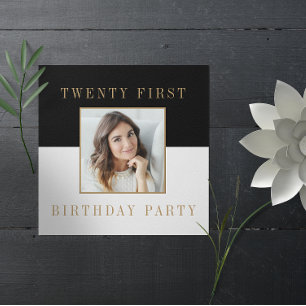 Modern minimal photo 21st birthday invitation