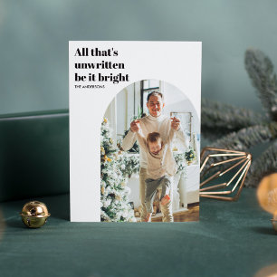 Modern Minimal Photo Arch Happy Holidays Invitation