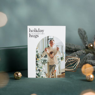 Modern Minimal Photo Arch Holiday Hugs Invitation