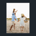 Modern minimal photo beach Christmas Holiday Card<br><div class="desc">stylish christmas card design featuring trendy mix of bold and script font, space for your chosen photo on front with beach and sea graphic on reverse</div>