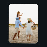 Modern minimal photo beach Christmas Holiday Card Magnet<br><div class="desc">stylish christmas card design featuring trendy mix of bold and script font,  space for your chosen photo on front with beach and sea graphic on reverse</div>