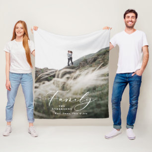 Modern minimal  photo black script family elegant  fleece blanket