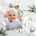 Modern minimal photo Christmas elegant script Holiday Card<br><div class="desc">Modern minimal foliage happy holidays script holiday Christmas card. Hand painted eucalyptus,  minimal foliage and modern rustic rattan wreath give this holiday card a luxurious feel. In classy greens,  browns and greys.</div>