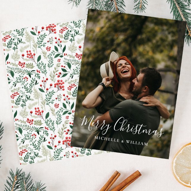 Modern Minimal Photo Christmas Script Holiday Card (Creator Uploaded)