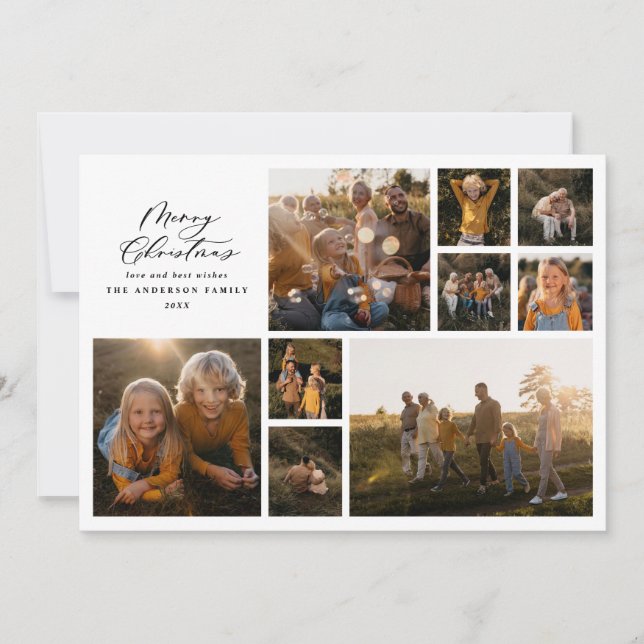 Modern minimal photo collage Christmas elegant Holiday Card (Front)