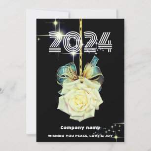 Modern minimal photo elegant,Company name rose  Holiday Card