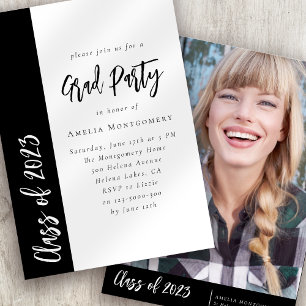 Modern Minimal Photo Graduation Party Invitation