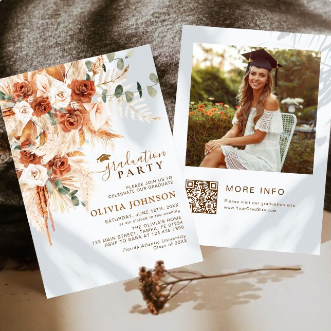 Modern Minimal Photo Graduation QR Code Invitation (Creator Uploaded)