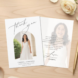 Modern Minimal Photo Graduation Thank You Card