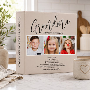 Modern Minimal Photo Grandmas Recipe Organizers Binder