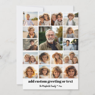 Modern, Minimal Photo Grid with 17 Photos - White Holiday Card